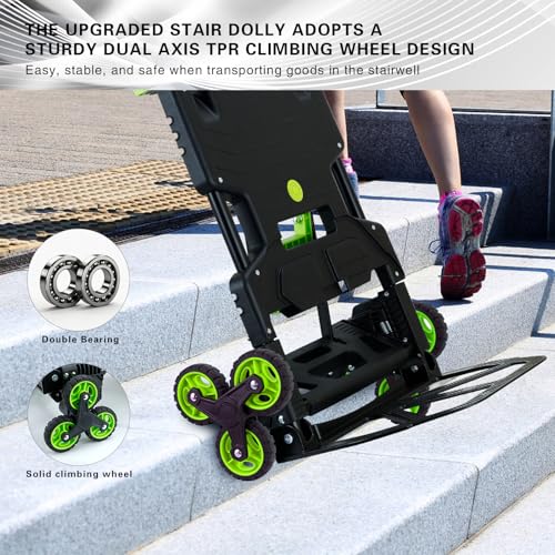 Stair Climbing Dolly Cart with Wheels,2-in-1Folding Hand Truck Dolly - color: Green