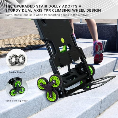 Stair Climbing Dolly Cart with Wheels,2-in-1Folding Hand Truck Dolly - color: Green