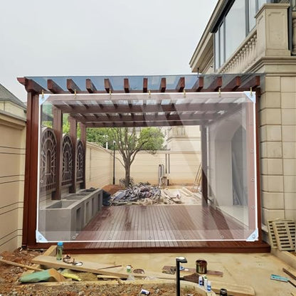 LC&QS Clear Tarps Heavy Duty PVC, 14Mil Thickened Tear Resistant Waterproof PVC Vinyl Tarp，Protects Against Water,Tear, Cold Weather Resistan，for Patio,Porch and Outdoor（7' x 10'） - size: 7' x 10'（2.1 x 3m）