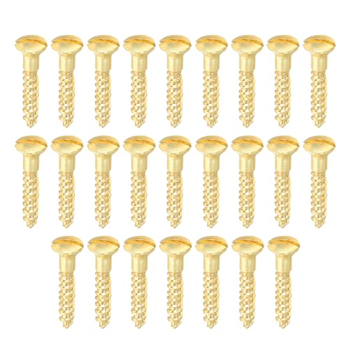 PATIKIL M2 x 12mm Slotted Wood Screw, 25 Pack Solid Brass Oval Head - size: M2x12mm