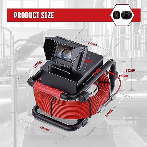 Sewer Camera 100FT/30M Borescopes Pipe Inspection Camera with 16G DVR/Audio Recorder 5600mA Battery 17MM 4.3inch Screen Industrial Plumbing Snake Drain Endoscope - size: 100FT/30M