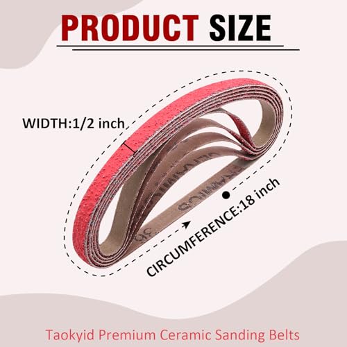 Taokyid 1/2 x 18 Inch Ceramic Sanding Belts, 36 Grit, 20 Pack - color: 36 Grit (20 pack)