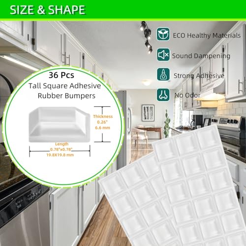 Furnigear Rubber Feet Self Adhesive Rubber Pads Door Bumpers Large - Stick on Feet for Electronics, Speakers, Furnitures, Appliances, Audio Equipment, Laptop - Clear Tall Square (36pcs) - size: Big Clear 36pcs