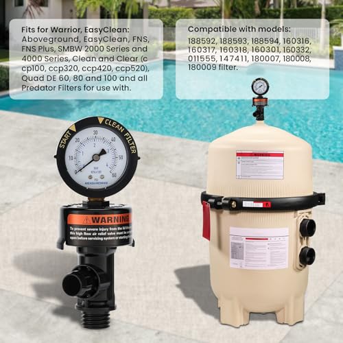 MEASUREMAN Manual Air Relief Valve, Pool Filter Valve with Pressure Gauge, Spa Filter Replacement - size: Manual Air Relief Valve
