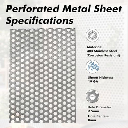 Perforated Stainless Steel Sheet, 0.2" Aperture (About 1/5",5mm), 304 Stainless Steel Mesh Panel, Flue Ventilation, Filtration, Speaker Grille(2pcs 16'' x 11.9'' Rectangle) - color: 2pcs 16'' x 11.9'' Rectangle
