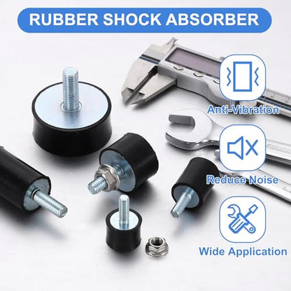 uxcell M5 Rubber Mounts, 4Pcs 15x30mm(DxH) Rubber Cylindrical Anti Vibration Isolator Shock Absorber with Lock Nuts for Car Bobbin Generator Air Compressors - size: M5x15mm, 15x30mm Rubber