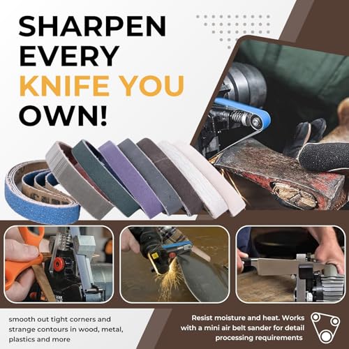 48-Piece 1/2 x 12 Inch Knife Sharpener Sanding Belts 120-800 Grit - color: Mix Grit, size: 1/2 x 12 Inch