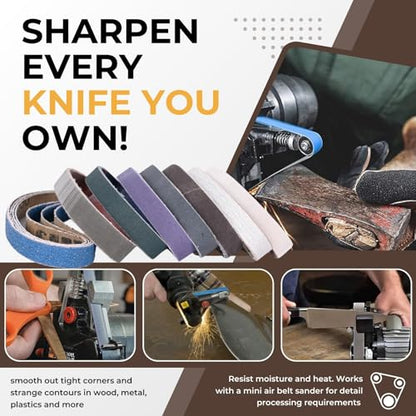 48-Piece 1/2 x 12 Inch Knife Sharpener Sanding Belts 120-800 Grit - color: Mix Grit, size: 1/2 x 12 Inch