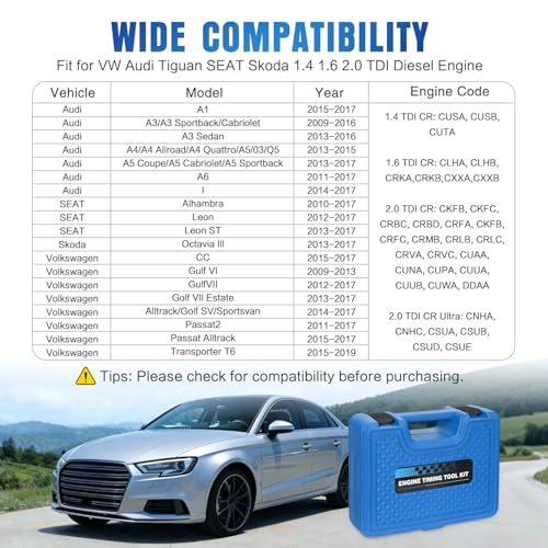GOOACC Timing Belt Tool Kit for VW Audi 1.4 1.6 TDI Diesel Engine, 10PCS - size: VW Audi SEAT Skoda 1.4 1.6 2.0 EA288 #3359 T10265