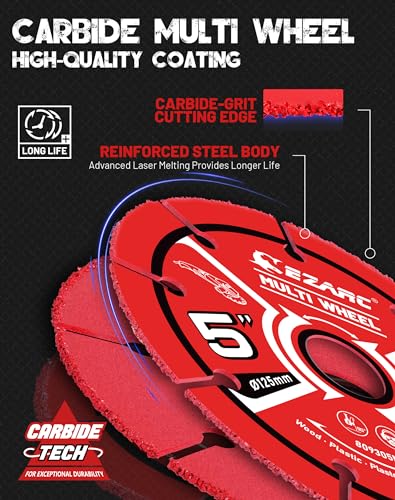 EZARC 5 Inch Carbide Cut Off Wheels for Wood, Nails, Plaster, 2-Pack - style: 5 Inch