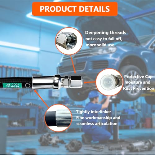 LingCheng 26711-06-06RW Hydraulic Hose Swivel Assembly 3/8 ” Hydraulic Hosewith Female JlC X Female JlC 60 ”Long4785 psi, Black - size: 26711-06-06RW-60in