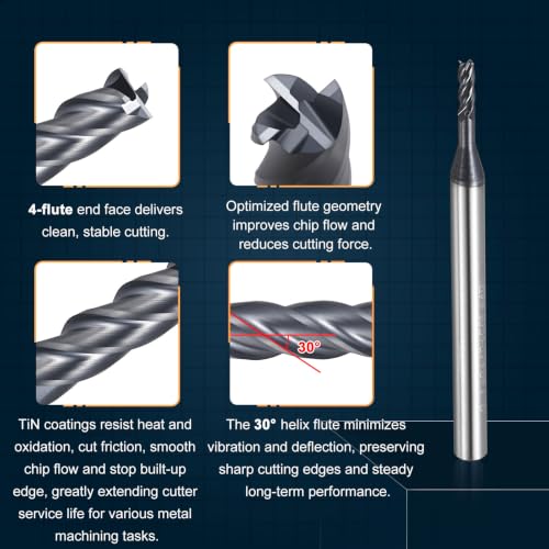 2.1mm Carbide End Mill, 9mm Cut L, 50mm L, 4mm Shank, Black - color: Black, size: 2.1mm Dia,9mm CL,50mm L,4mm Shank