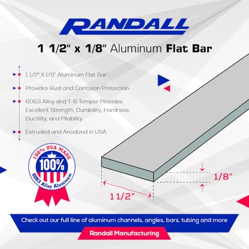 92" Long Aluminum Flat Bar – 6063-T6 Alloy – Solid Metal Strip for Framing, Trim, DIY, and Fabrication Projects (Anodized, 1 1/2" Wide x 1/8" Thick) - color: Anodized, size: 1 1/2" Wide x 1/8" Thick