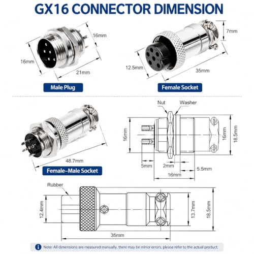 GX16 7 Pin Aviation Connector Cable Female Plug with Wire 2m - color: 7 pin, size: 2 m