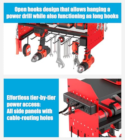 CCCEI Modular Power Tool Organizer Wall Mount with Charging, Red, 1 Pack - color: Red