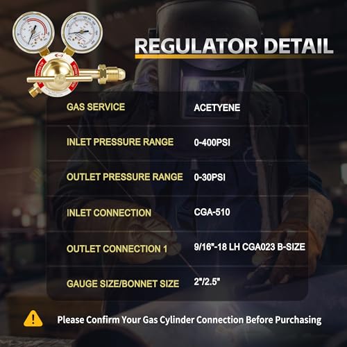 CDL LX65 Medium Duty Acetylene Regulator CGA510,Forged Brass - size: Medium Duty, style: Acetylene