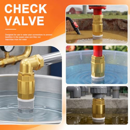 GASHER 3" FBSP Brass Vertical Check Valve with SS Strainer Screen - size: 3" FBSP