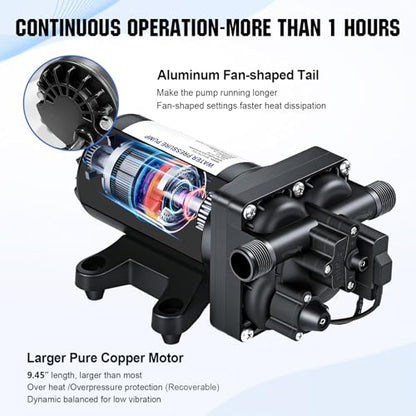 ECO-WORTHY 110V AC Fresh Transfer Diaphragm Water Pump On Demand 5.5GPM 70PSI High Pressure Water Booster Pump 110 Volt with Pressure Switch for Irrigation Garden Hose Sprinkler Home RV - color: Black 7