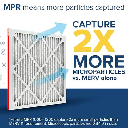 Filtrete 16x25x2 AC Furnace Air Filter, MERV 11, MPR 1000, Allergen Defense, 3-Month Pleated 2-Inch Electrostatic Air Cleaning Filter, 4 Pack (Actual Size 15.5 x 24.5 x 1.75 in) - size: 16x25x2