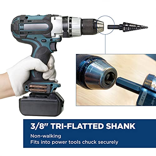 M2 HSS Step Drill Bit Unibit, 3/16"-7/8", Metal Wood Plastic - size: 3/16" to 7/8"