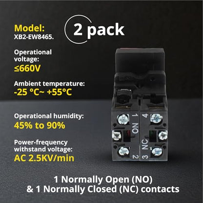 Double Head Push Button, Signal Lamp Start/Stop Switch (2 Pack) - size: 2 Pack
