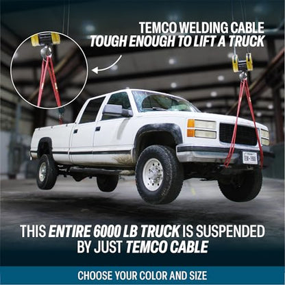 TEMCo 2 Gauge AWG 100 Ft Black Flexible Pure Copper Made in USA Welding Cable Battery Wire - Heavy Duty Solar, Inverter, Car, RV, Truck - color: 100 Ft Black, size: 2 AWG