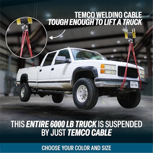 TEMCo 4/0 Gauge AWG 10 Ft Black + 10 Ft Red Flexible Pure Copper Made in USA Welding Cable Battery Wire - Heavy Duty Solar, Inverter, Car, RV, Truck - color: 10 Ft Black + 10 Ft Red, size: 4/0 (0000 AWG)