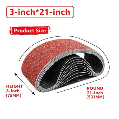 3x21 Inch Sanding Belts for Belt Sander, 25-Pack - size: 3x21(25pcs)
