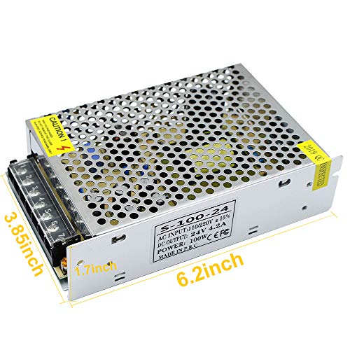 inShareplus 24V 4.2A 100W LED Power Supply, AC 100-240V to DC 24 Volt Regulated Switching Converter, Low Voltage Transformer for Strip Lights, Lighting Modules and 24V Devices - style: 24V 100W