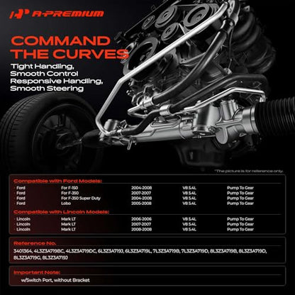 A-Premium Power Steering Pressure Hose Line Assembly, Pump To Gear