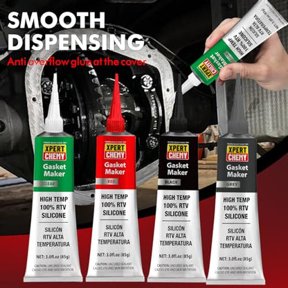 RTV Silicone Gasket Maker, High Temp Silicone Sealant for Automotive, Anti-Freeze RTV Resist Oil for Bonding Internal Combustion, Steam Turbines, Engines, Gearboxes, Pumps, Grey - style: Grey