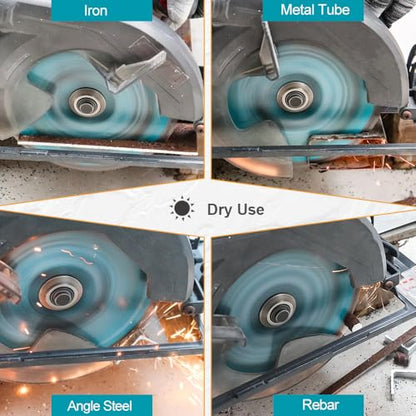 12 Inch 60T Metal Circular Saw Blade - EXFEIN Tungsten Carbide Tipped Saw Blade Arbor 1-3/16" for Metal Sheet or Pipe, Angle Iron, Rebar, Ferrous Metals, Non-Ferrous Metals - size: 12"