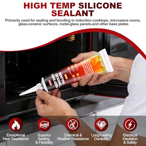 High-Temperature-Resistant Silicone sealant, Heat-Resistant Silicone sealant, Heat-Insulating, Waterproof, Quick-Drying Specialty Adhesive—Suitable for Grills, ovens, microwaves