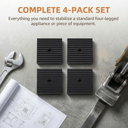 4 Pack 3" x 3" x 1" Shock Pad, Solid Rubber