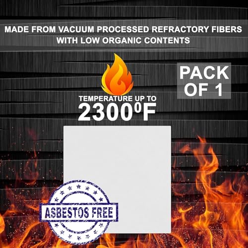 SIMOND STORE 12" x 12" x 0.47" Ceramic Fiber Board, Fireproof Board - size: 0.47" x 12" x 12"
