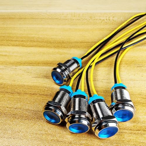 Gebildet 5pcs 10mm LED Metal Indicator Light 110V-220VAC Waterproof Signal Lamp (Blue) - color: Blue 110V