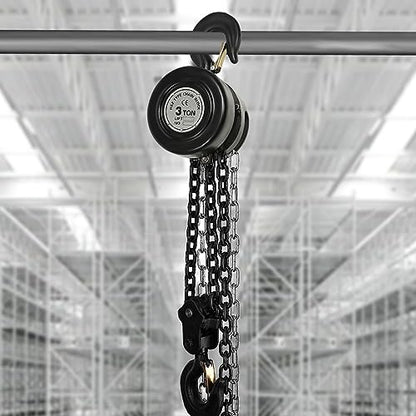 Hand Chain Hoist, 3 Ton 6614 Lbs Capacity 10 Feet Manual Chain Hoist with 2 Heavy Duty Hooks, Manual Lever Chain Hoist for Warehouse Building Automotive Machinery, Black - style: Black
