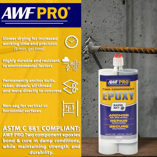 AWF PRO Rapid Set Concrete Anchoring Epoxy Adhesive, 600 mL