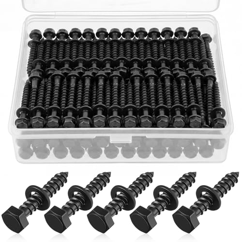 50 Sets 3/8" x 2" Hex Head Lag Bolts, Lag Screw, Black - color: Black, size: 3/8" X 2"
