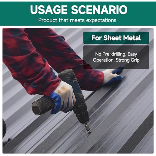 110Pcs #8 Self Tapping Screws for Metal, 410 Stainless Steel Hex Head Sheet Metal Screws, 1/2" 3/4" 1" 1-1/4" 1-1/2" Self Drilling Screw with Drill Bit - color: Silver, size: #8 x 1/2"-1-1/2"
