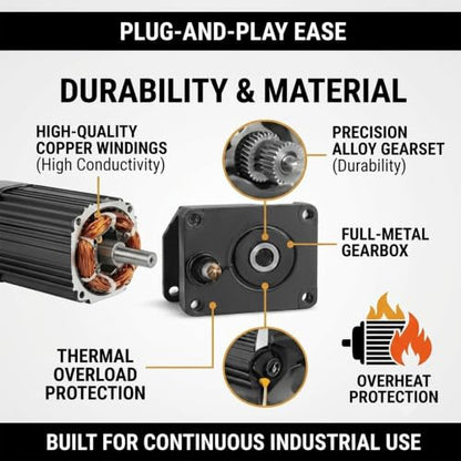 250W 110V AC Gear Motor Set with Adjustable Speed Controller + Bracket