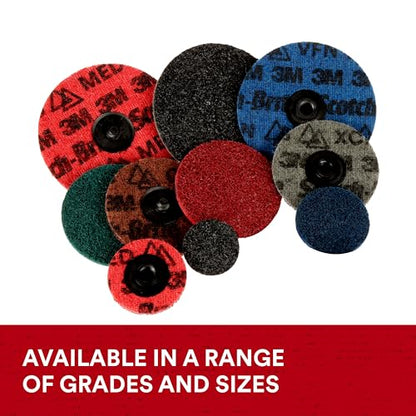 Scotch-Brite Precision Surface Conditioning Disc, Roloc TR, Very Fine, Ceramic, Nonwoven Fiber, Easy Change, 2 in, 25/Inner, 100/Case, Dispenser Pack - size: 2 in