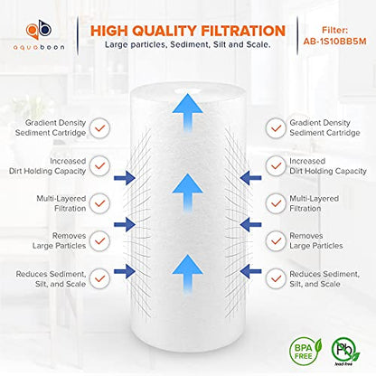 Aquaboon 5 Micron 10 x 4.5 Sediment Water Filter Replacement - 4 Pack