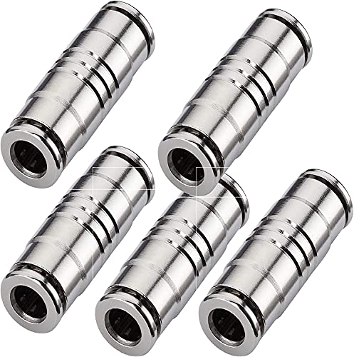 Utah Pneumatic 1/4" OD Push to Connect Brass Straight Union Fitting(5 Pack)