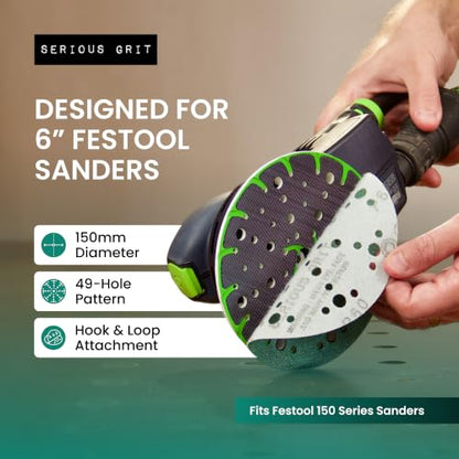Serious Grit - 6-Inch 49-Hole P40 Grit Sanding Discs - 25 Pack Box - size: 40 Grit