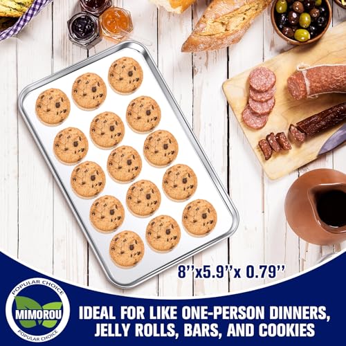 Mimorou 12 Pcs Stainless Steel Baking Sheet Cookie Pans, 8 x 5.9 Inches - size: 8 x 5.9 inches