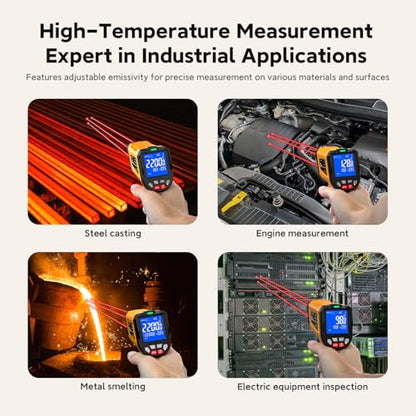 Infrared Thermometer Temperature Gun 3992°F 50:1, - color: -58°F to 3992°F