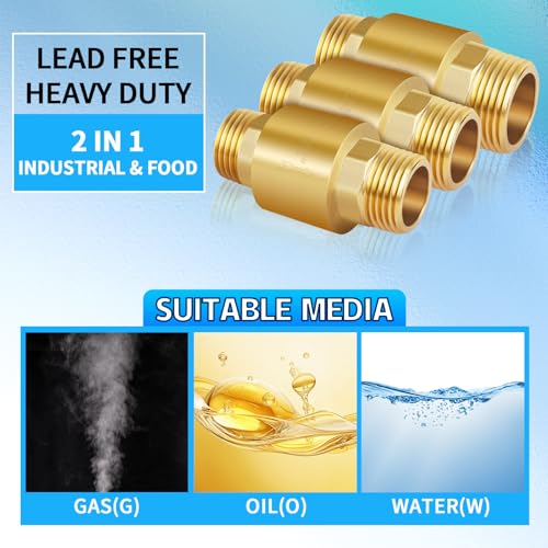 Brass Spring Check Valve 1/2" NPT Male, One Way Backflow Valve - size: 1/2" Male x 1/2" Male(DN15)