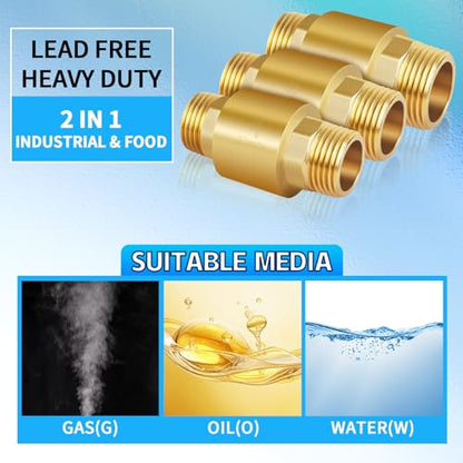 Brass Spring Check Valve 1/2" NPT Male, One Way Backflow Valve - size: 1/2" Male x 1/2" Male(DN15)