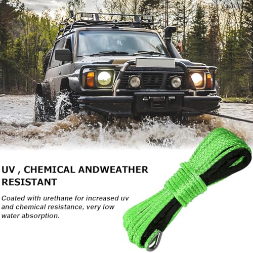 0.19'' x 49 Ft Car Synthetic Winch Rope Kit, 10000LBS Heavy Duty Vehicle Winch Cable with Protecting Sleeve and Thimble, Automotive Accessories, Universal for Off Road ATV UTV (Green) - color: Green/0.19''x49Ft